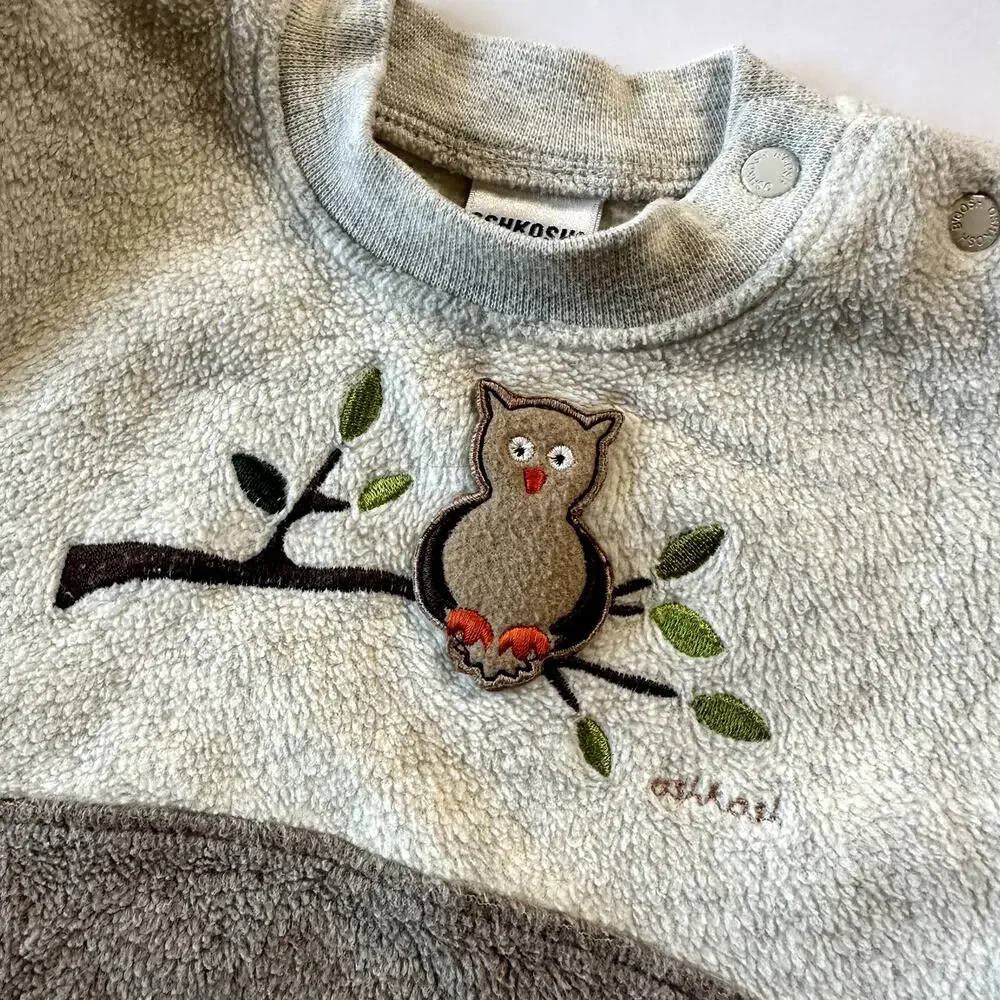 ❣️LOWEST PRICE❣️ Vintage OshKosh Baby Owl Fleece Long Sleeve Jumper Sz 6-9 mo